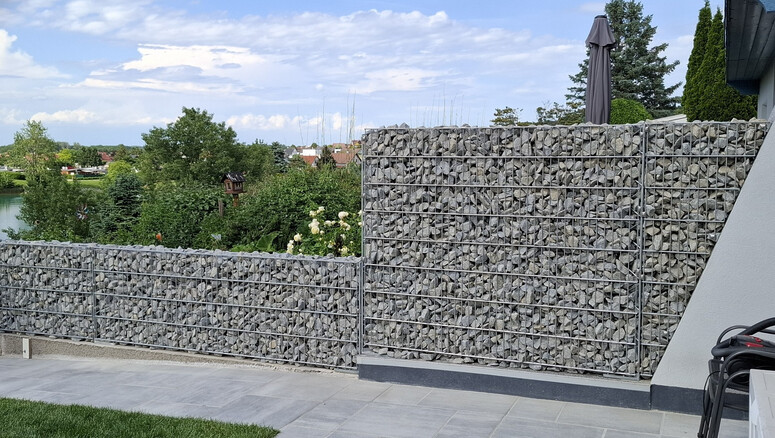 Gabionen Steinkörbe aus dem 2025 in 2485 Wimpassing an der Leitha Österreich von Zaunteam Schneebergland.