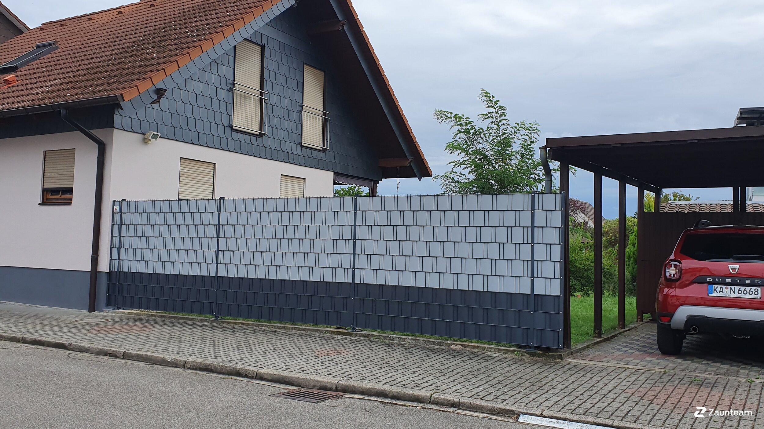 Protection brise-vue en tressage de 2020 à 68794 Oberhausen-Rheinhausen Allemagne de Zaunteam Schwetzingen-Bruchsal.