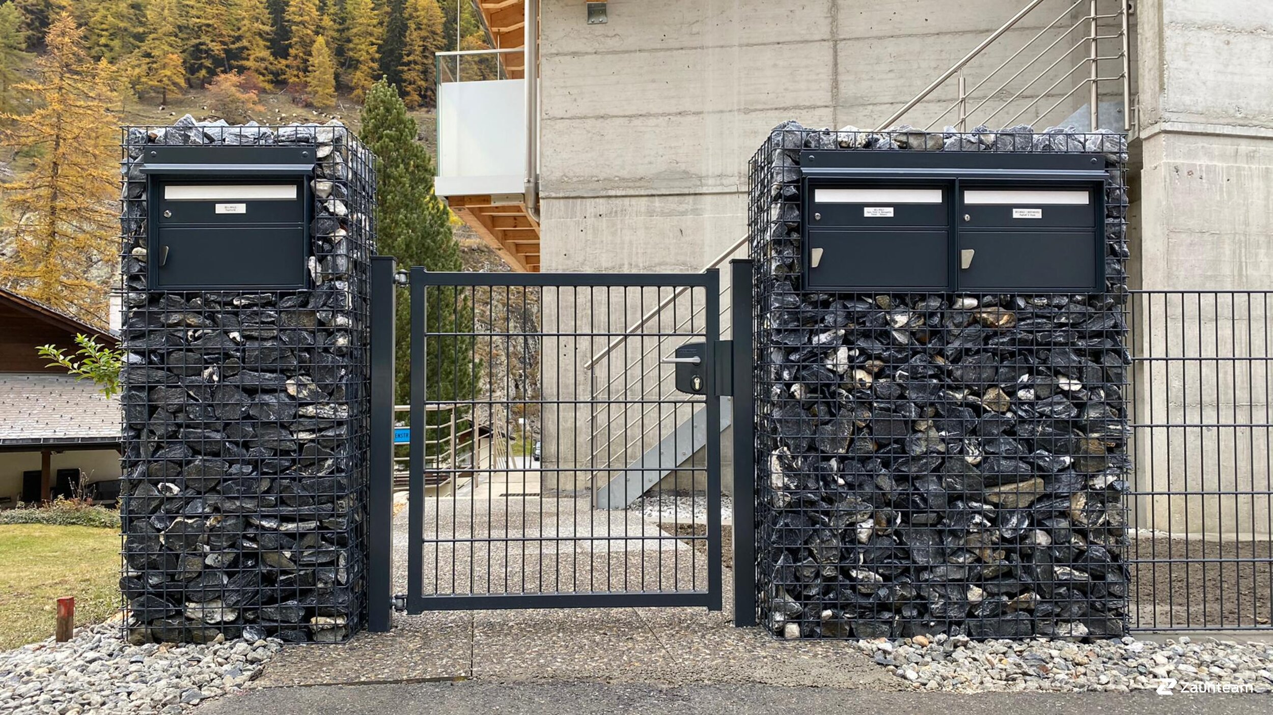 Gabionen Steinkörbe aus dem 2020 in 3919 Blatten Schweiz von Zaunteam Wallis / Swissclôture Valais.