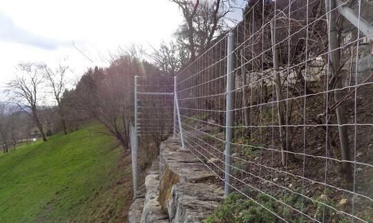Unser Bild zeigt ein weitmaschiges Knotengitter, das eine flexible und ästhetische Zaunlösung für Ihren Garten bietet. Der Zaun besteht aus hochwertigem Material und verfügt über eine weite Maschenweite, die eine klare Sicht durch den Zaun ermöglicht und gleichzeitig eine gewisse Privatsphäre bietet. Das weitmaschige Knotengitter ist in verschiedenen Größen und Farben erhältlich und kann schnell und einfach installiert werden. Mit diesem Zaun können Sie Ihren Garten stilvoll und ästhetisch gestalten, während Sie gleichzeitig eine gewisse Flexibilität bei der Zaunhöhe und -breite haben | © Zaunteam